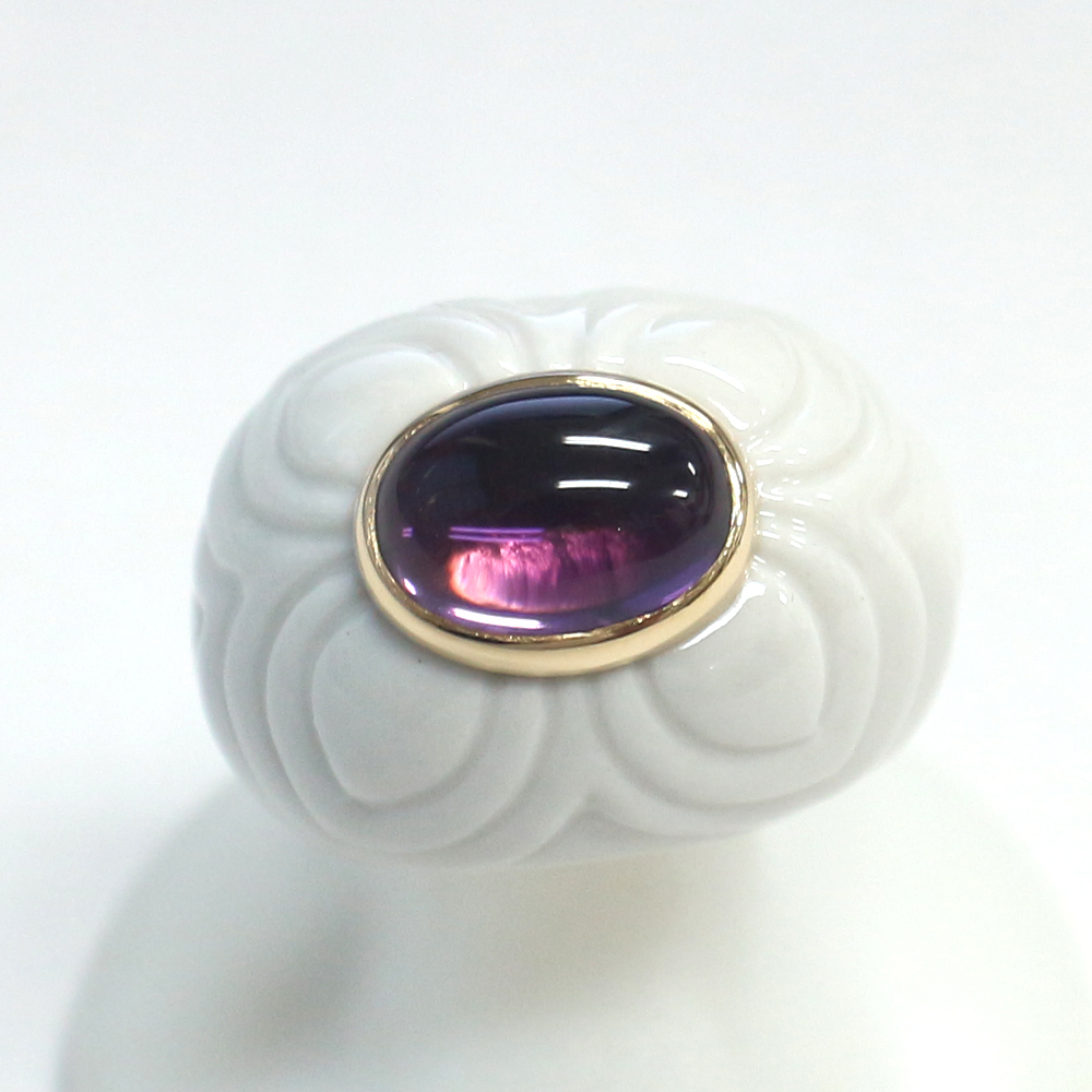 ブルガリ　チャンドラリング アメジスト K18×セラミック メーカーにて新品仕上げ済み