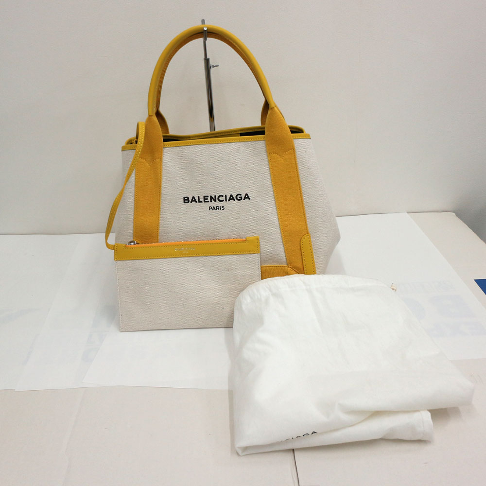 【美品】BALENCIAGA Navy スモールカバス トートバッグ