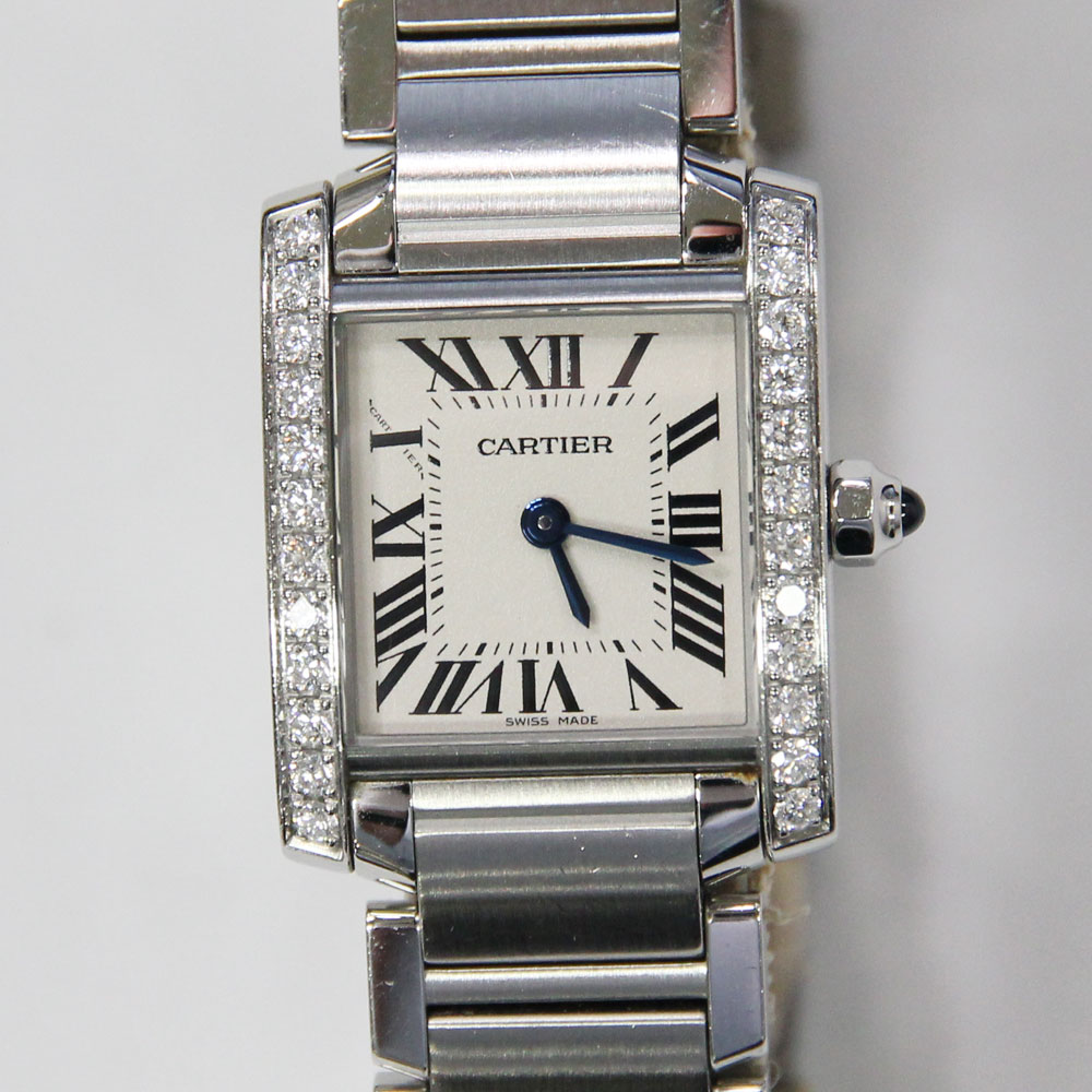 カルティエ　タンクフランセーズSM　ダイヤベゼル　W4TA0008