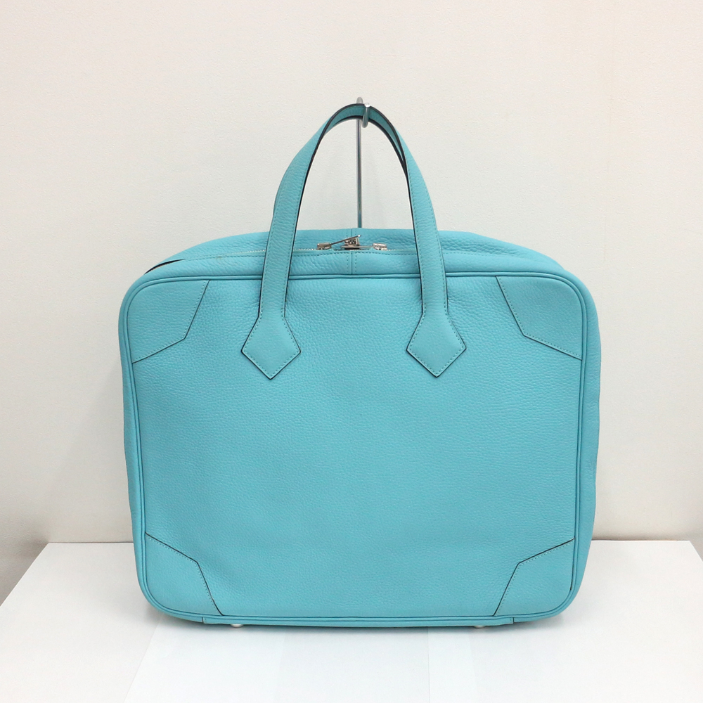 エルメス ヴィクトリア ヴァリーズ40 ビジネスバッグ ブリーフケース トリヨンクレマンス/ブルーアトール×シルバー金具