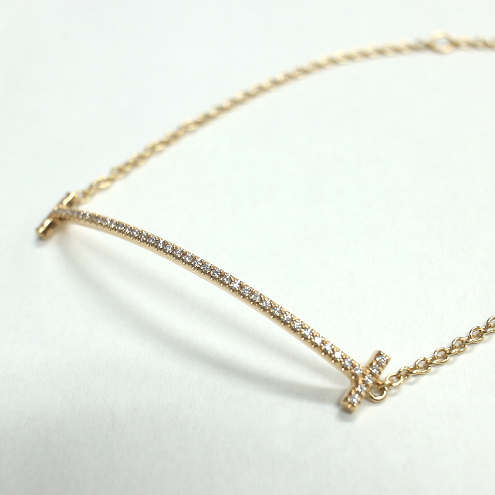 ティファニー　Tスマイル ブレスレット ダイヤモンド ミディアムサイズ K18PG