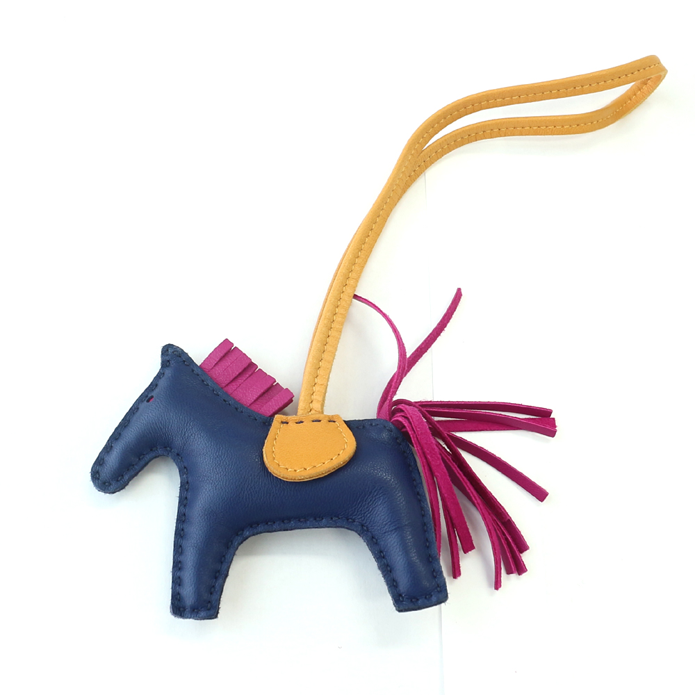 エルメス　バッグチャーム ロデオPM  アニョーミロ (ラムスキン)/ブルーサフィール×ローズパープル×ジョーヌドール