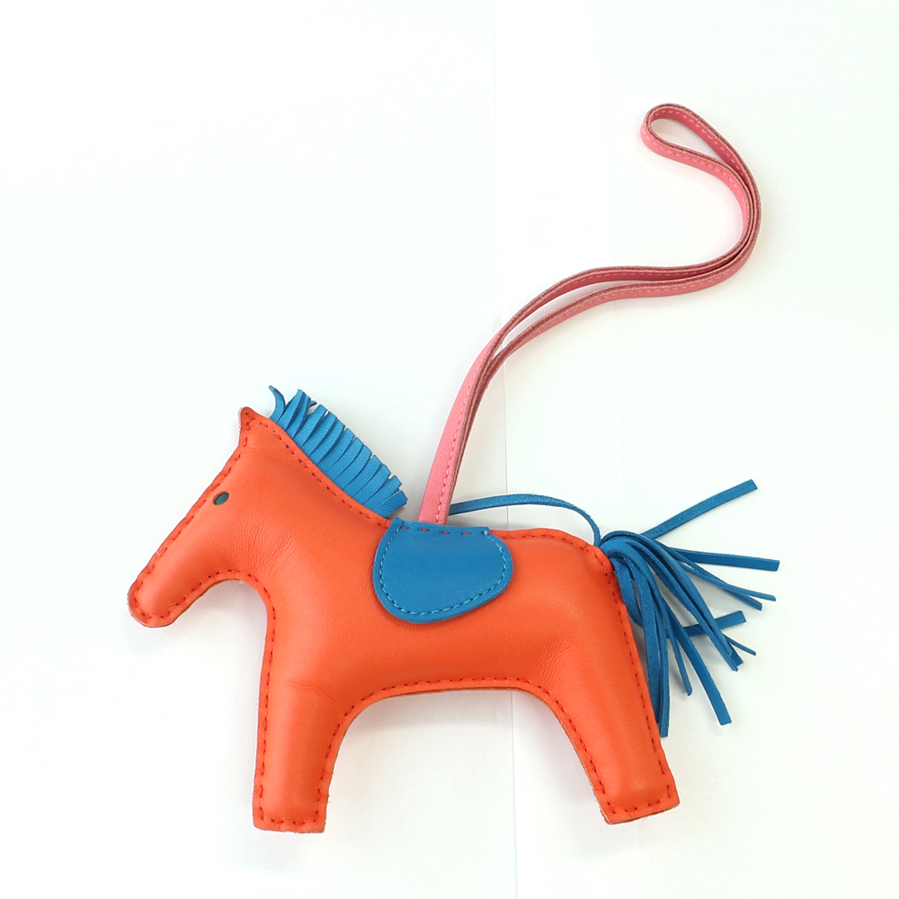 エルメス　バッグチャーム ロデオMM  アニョーミロ (ラムスキン)/オレンジポピー×ブルーザンジバル×ローズアザレ