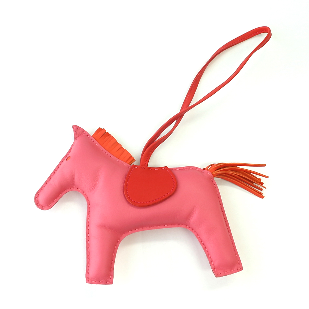 エルメス　バッグチャーム ロデオGM  アニョーミロ (ラムスキン)/ローズアザレ×オレンジポピー×ルージュインディアン