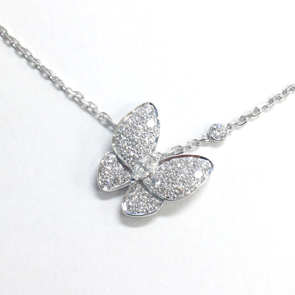 ヴァンクリーフ＆アーペル　ドゥ パピヨン ペンダント ネックレス ダイヤモンド0.88ct K18WG VCARO3M400 メーカーにて新品仕上げ済み