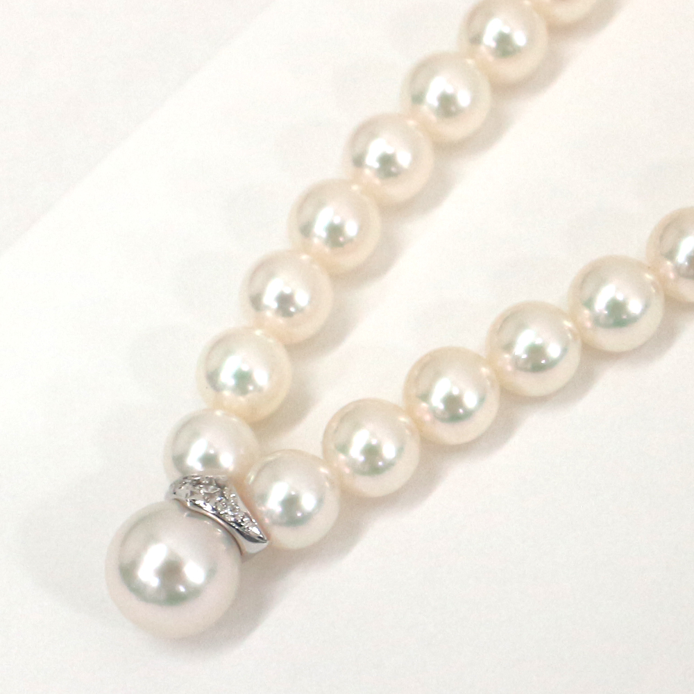 ミキモト パール・ダイヤモンドネックレス K18WG MIKIMOTO