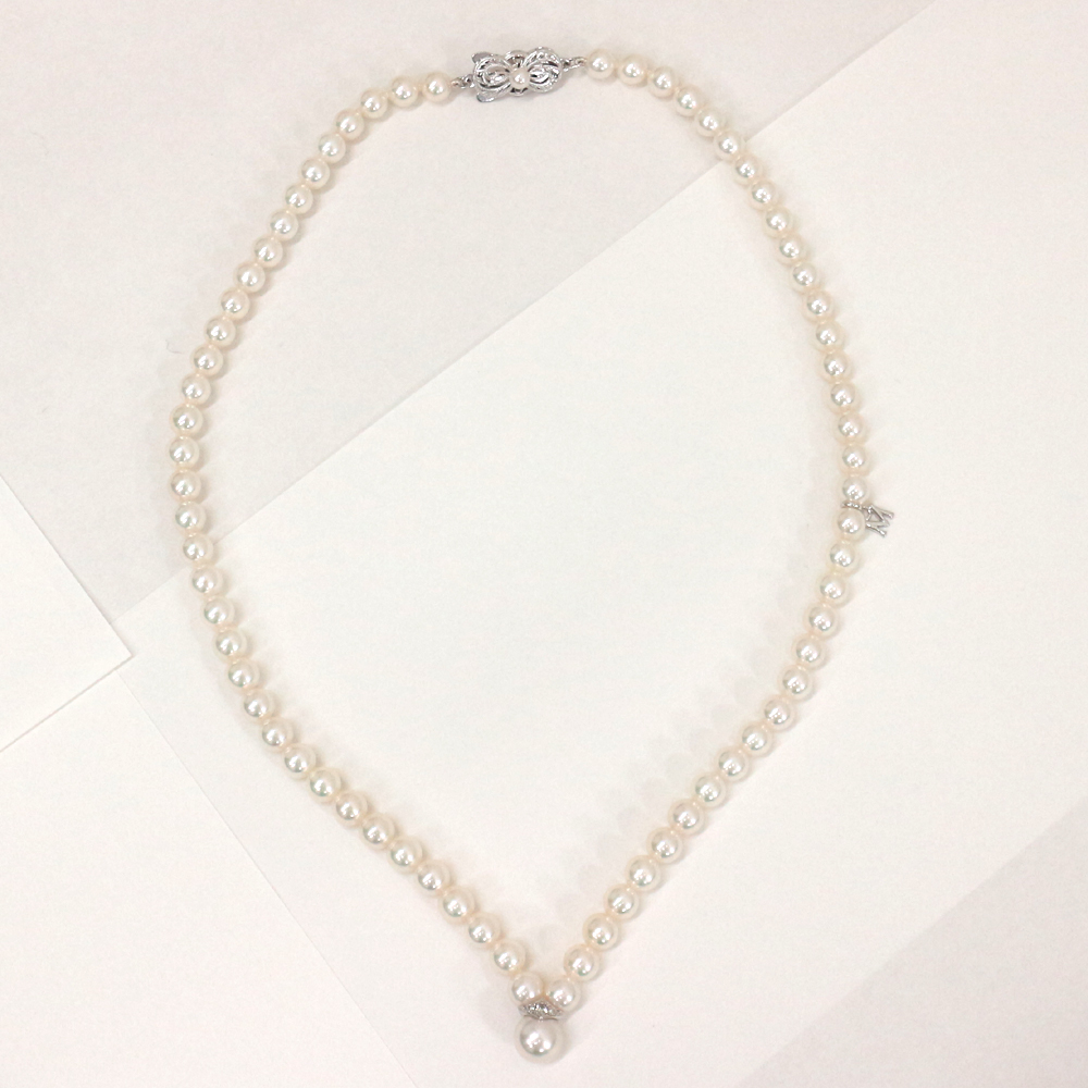 ミキモト パール・ダイヤモンドネックレス K18WG MIKIMOTO