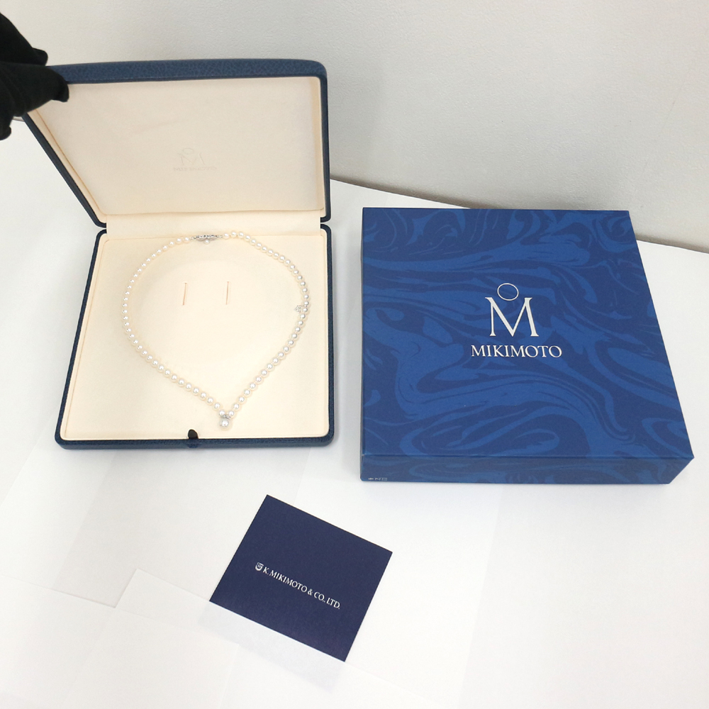 ミキモト パール・ダイヤモンドネックレス K18WG MIKIMOTO