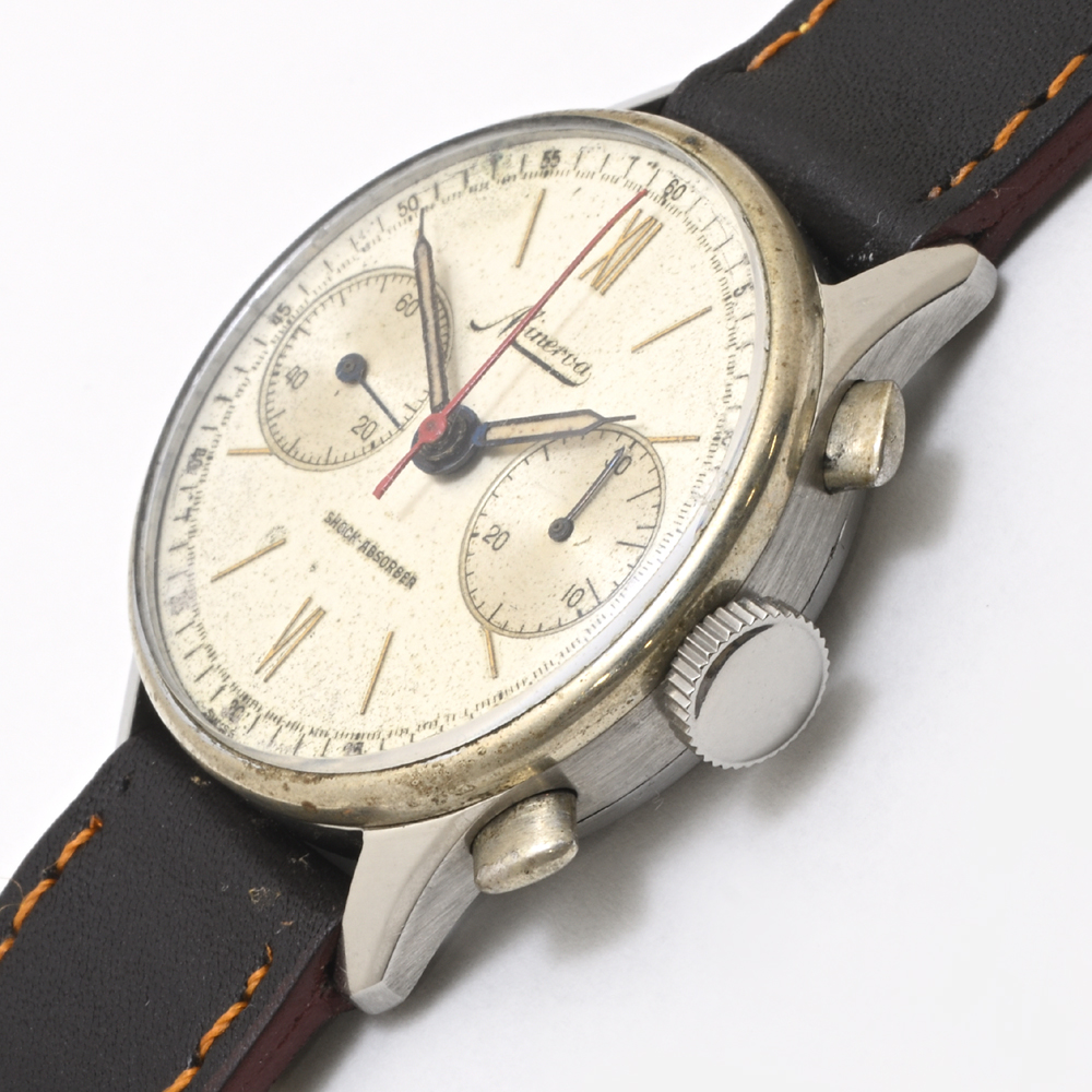ミネルバ　ツーカウンタークロノグラフ　SS  手巻  1940年代　メンズ