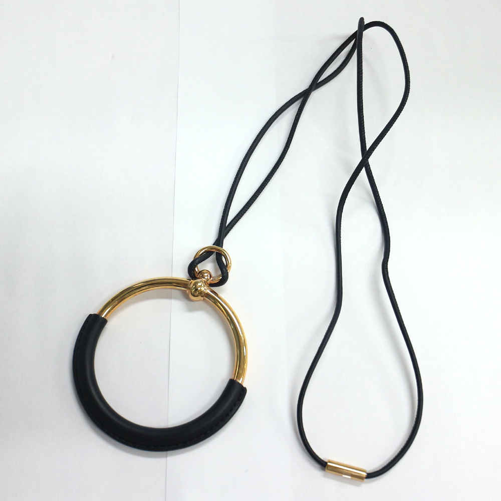 エルメス ネックレス ループグラン レザー×ゴールド金具