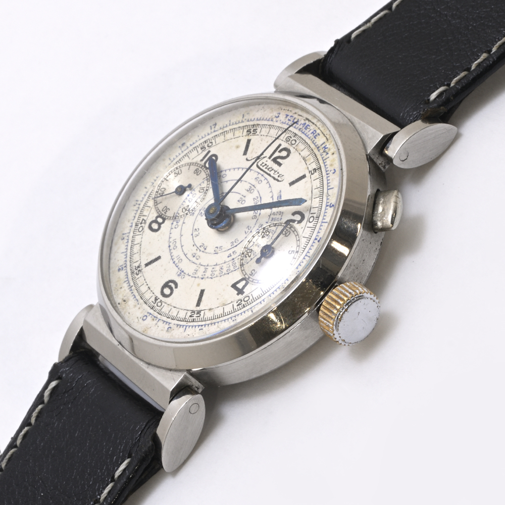 ミネルバ　ワンプッシュクロノグラフ　SS  手巻　1940年代　メンズ　アンティーク
