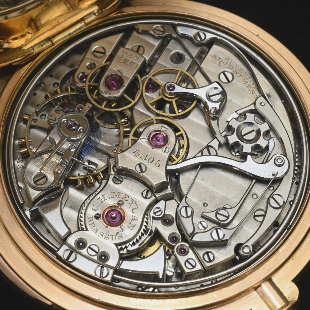 C.H.メイラン 懐中時計 ミニッツリピーター スプリットセコンドクロノグラフ K18YG 手巻 1910年前後