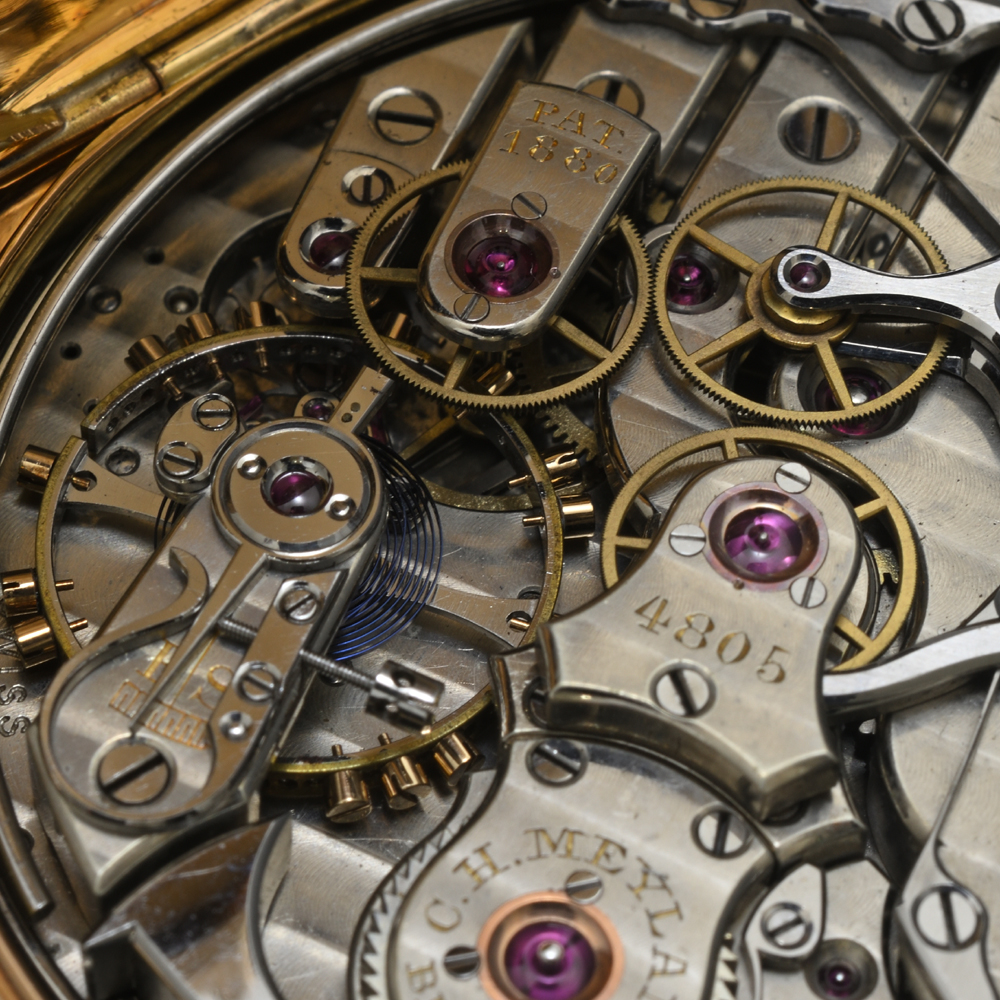 C.H.メイラン 懐中時計 ミニッツリピーター スプリットセコンドクロノグラフ K18YG 手巻 1910年前後