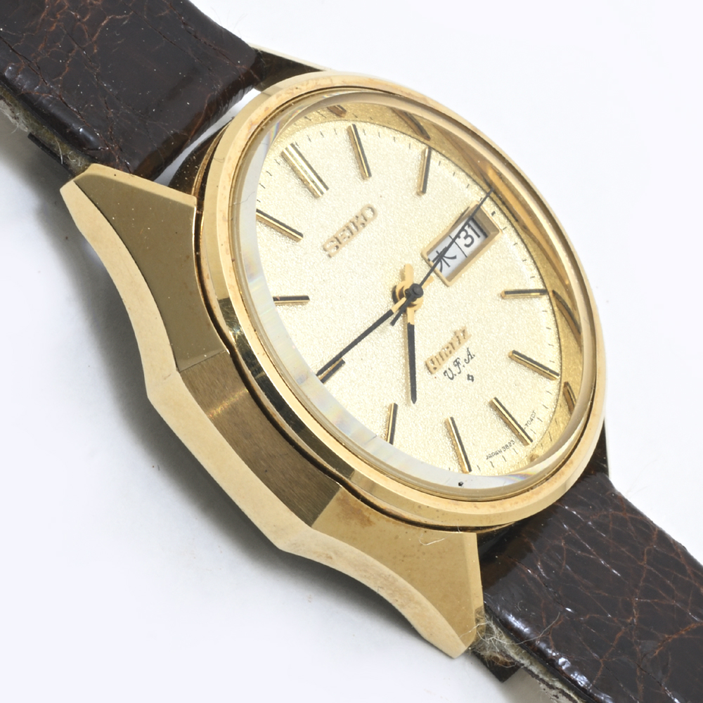 セイコー クオーツ V.F.A 38SQW(3823-7040) キャップゴールド 1975年 箱 取説付