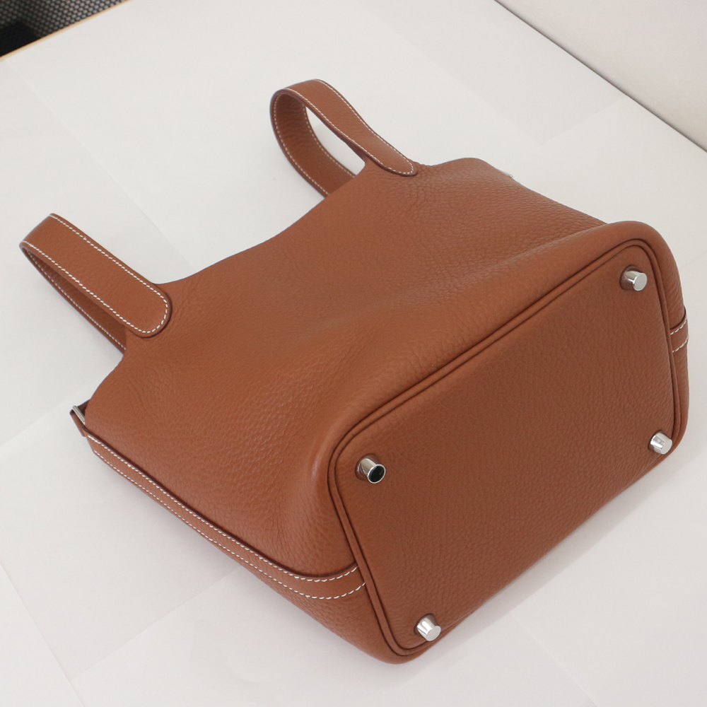 エルメス ピコタンロック18 PM トリヨンクレマンス/ゴールド(ブラウンカラー)×シルバー金具 B刻印