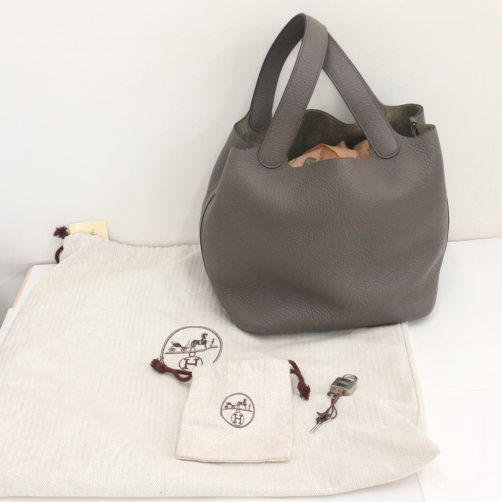エルメス ピコタンロックMM 22 トリヨンクレマンス/エタン×シルバー金具 C刻印