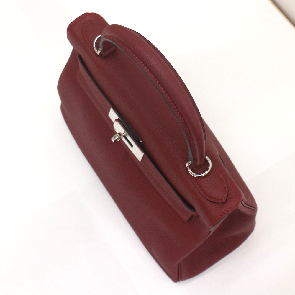 エルメス ケリー28cm ルトゥルネ(内縫い) トゴ/ルージュアッシュ(ルージュH)×シルバー金具 Y刻印 エルメスにてクリーニング済み