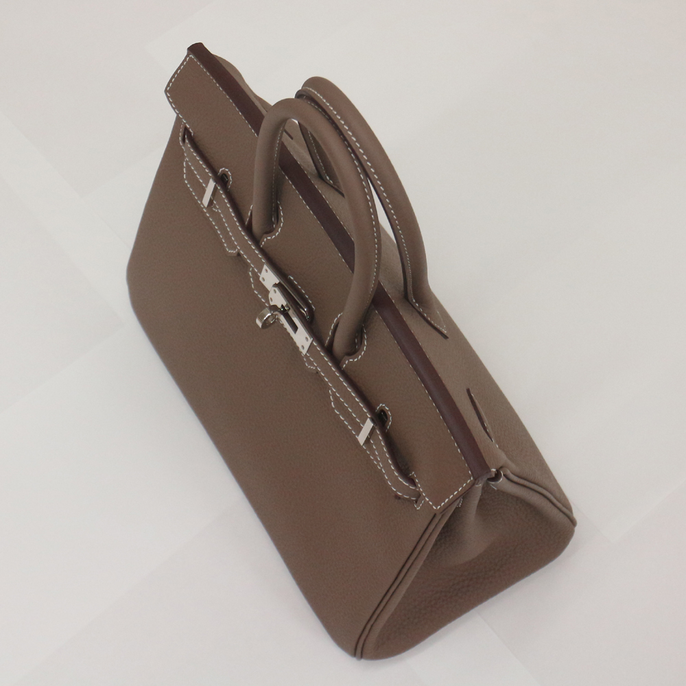 エルメス バーキン25cm トゴ/エトゥープ×シルバー金具 B刻印 エルメスにてクリーニング済み
