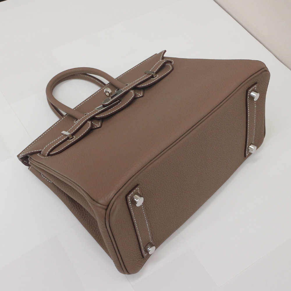 エルメス バーキン25cm トゴ/エトゥープ×シルバー金具 B刻印 エルメスにてクリーニング済み