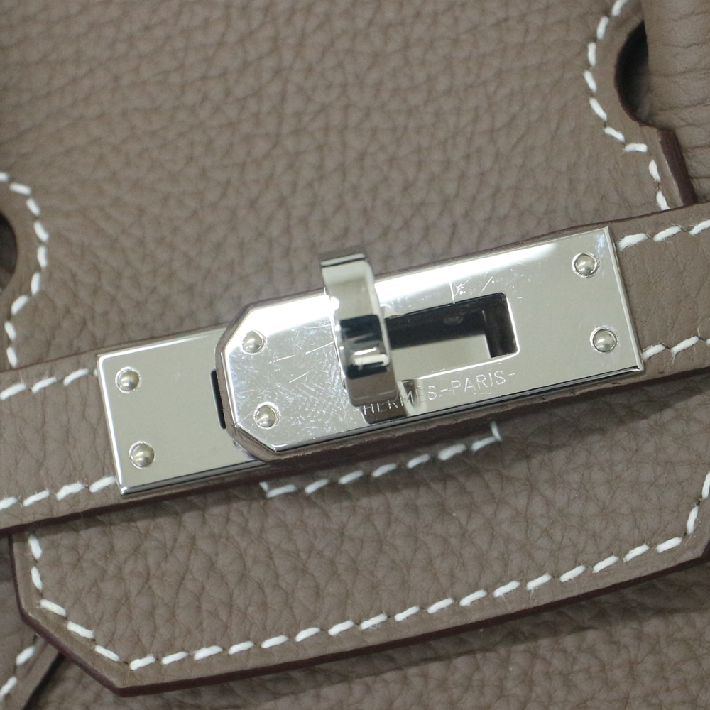 エルメス バーキン25cm トゴ/エトゥープ×シルバー金具 B刻印 エルメスにてクリーニング済み