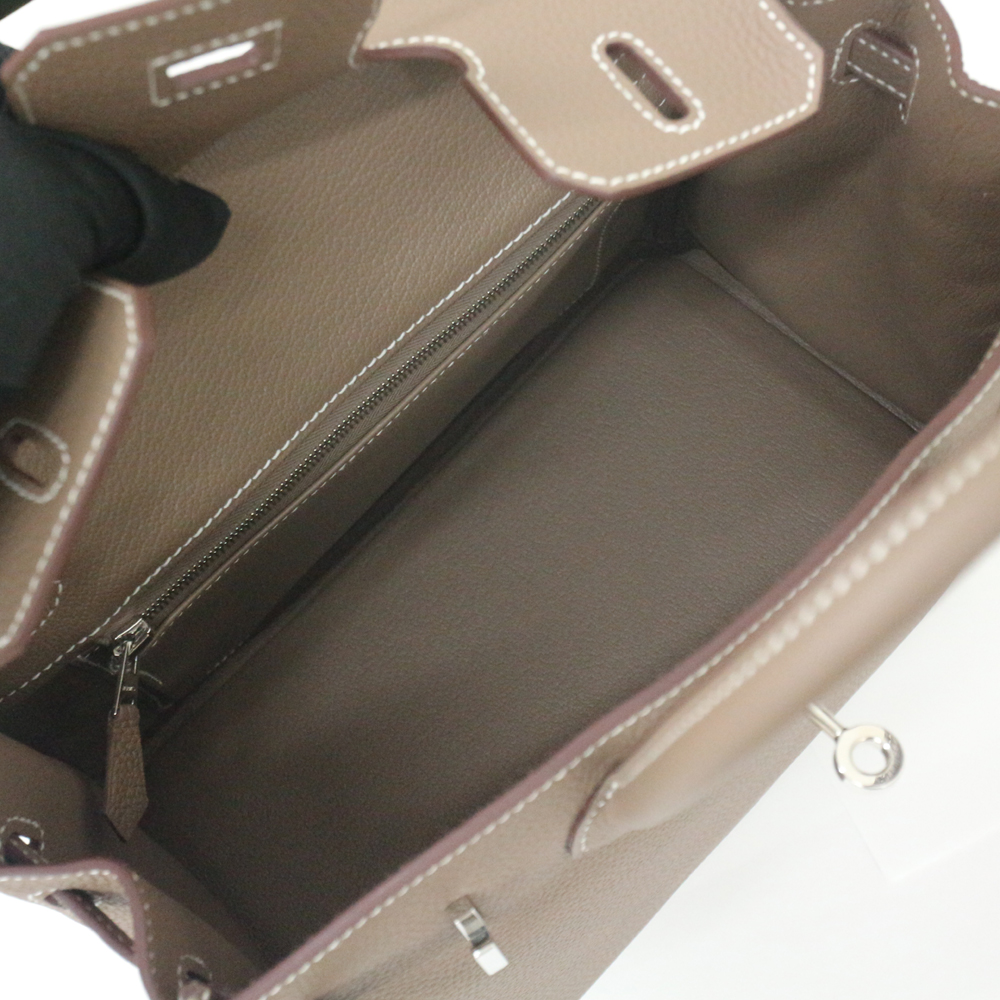 エルメス バーキン25cm トゴ/エトゥープ×シルバー金具 B刻印 エルメスにてクリーニング済み