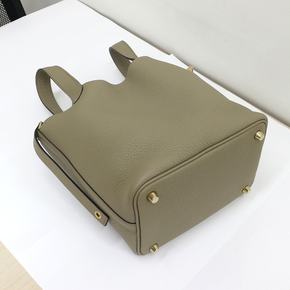 エルメス ピコタンロック18 PM トリヨンクレマンス/ベージュマルファ×ゴールド金具 B刻印 新品同様未使用品訳あり