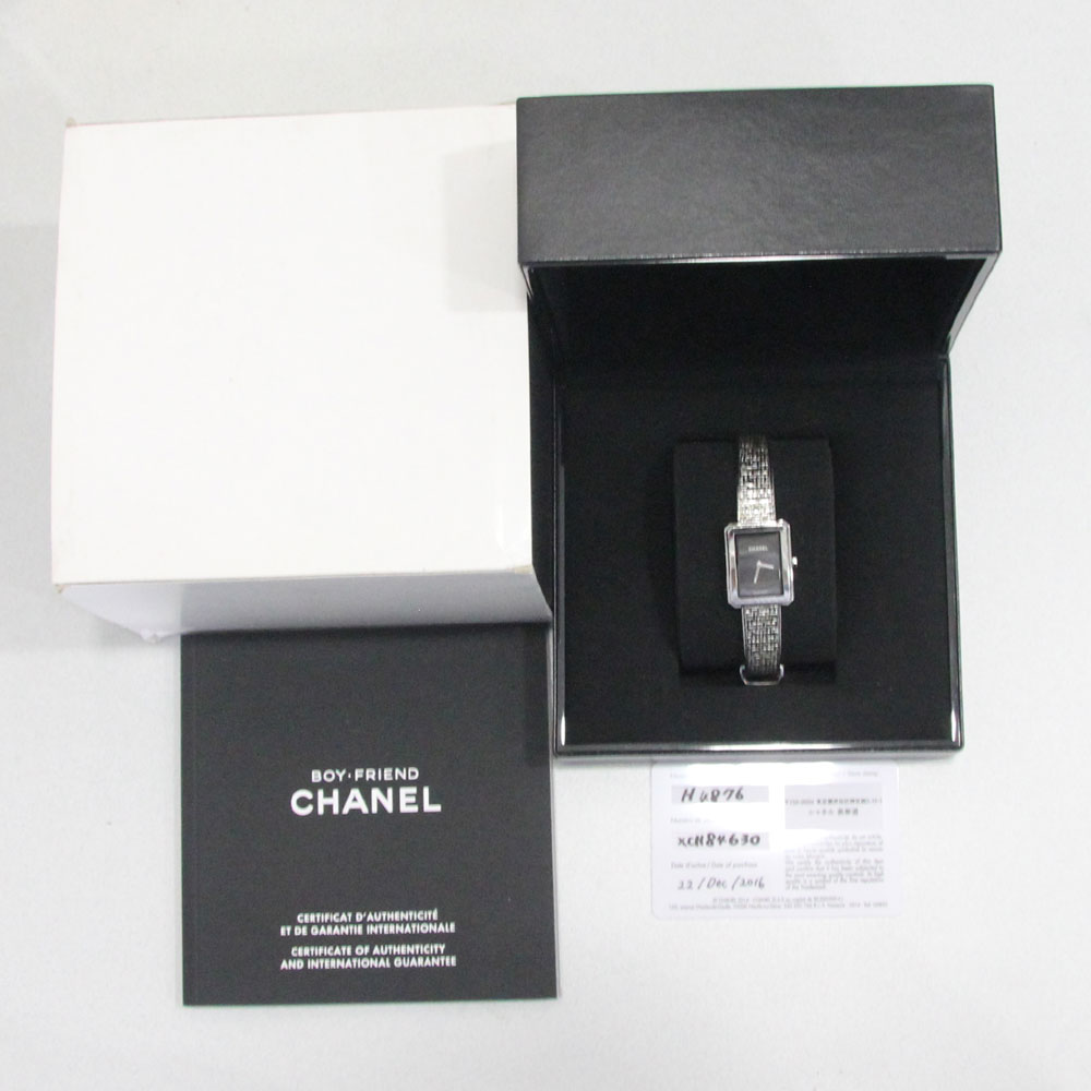 【電池交換済み】CHANEL　シャネル　ボーイフレンド　H4876　クオーツ　SS　ブラック　レディース　腕時計松前R56店